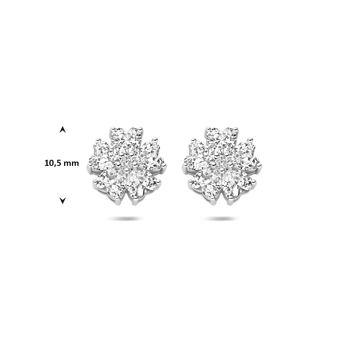 Ohrstecker Zirkonia 10,5 mm Silber rhodiniert