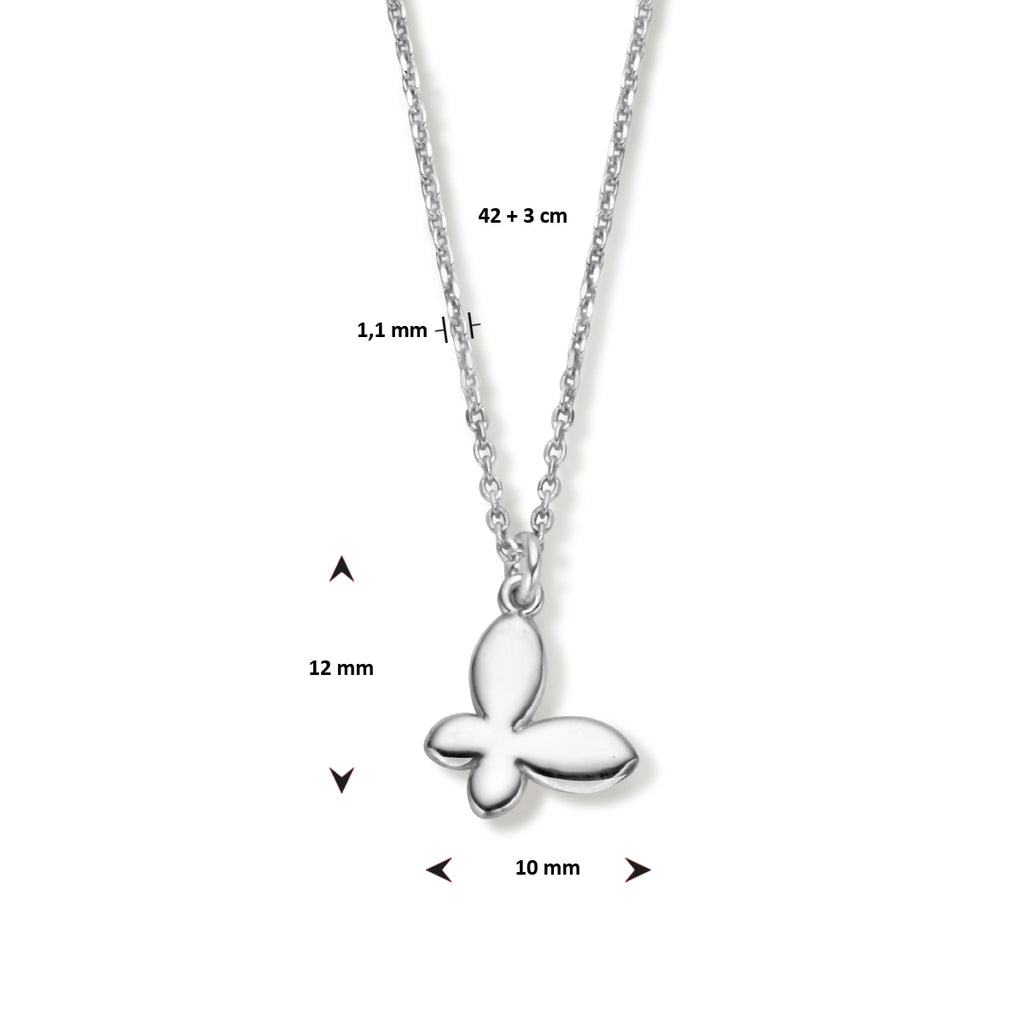 Schmetterlingskette 42 + 3 cm Silber rhodiniert