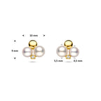 oorknoppen parels en diamant 0.02ct (2x 0.01ct) h si 9 mm 14K geelgoud