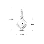 hanger dobbelsteen zilver wit
