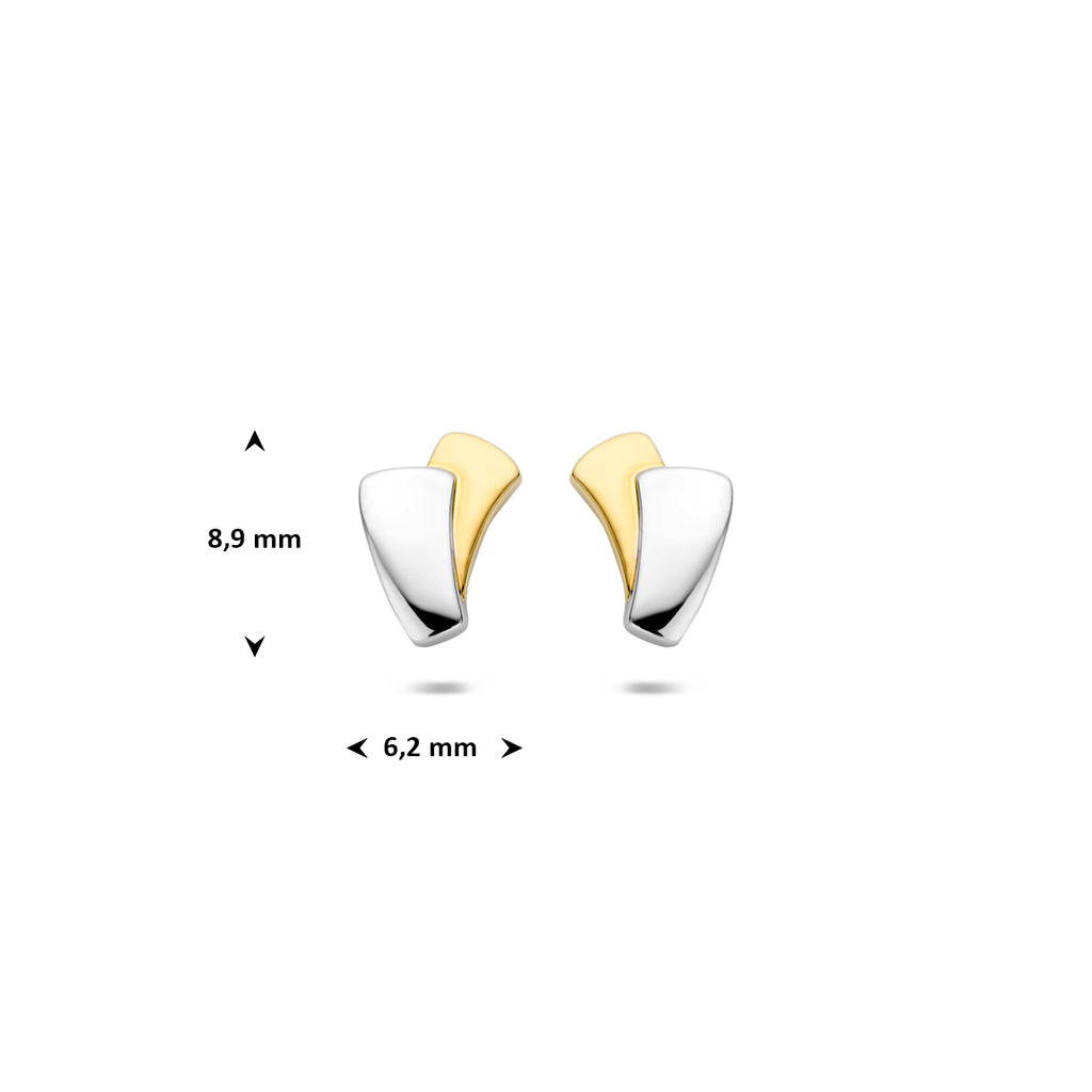 Ohrstecker 14K Bicolor-Gold gelb/weiß