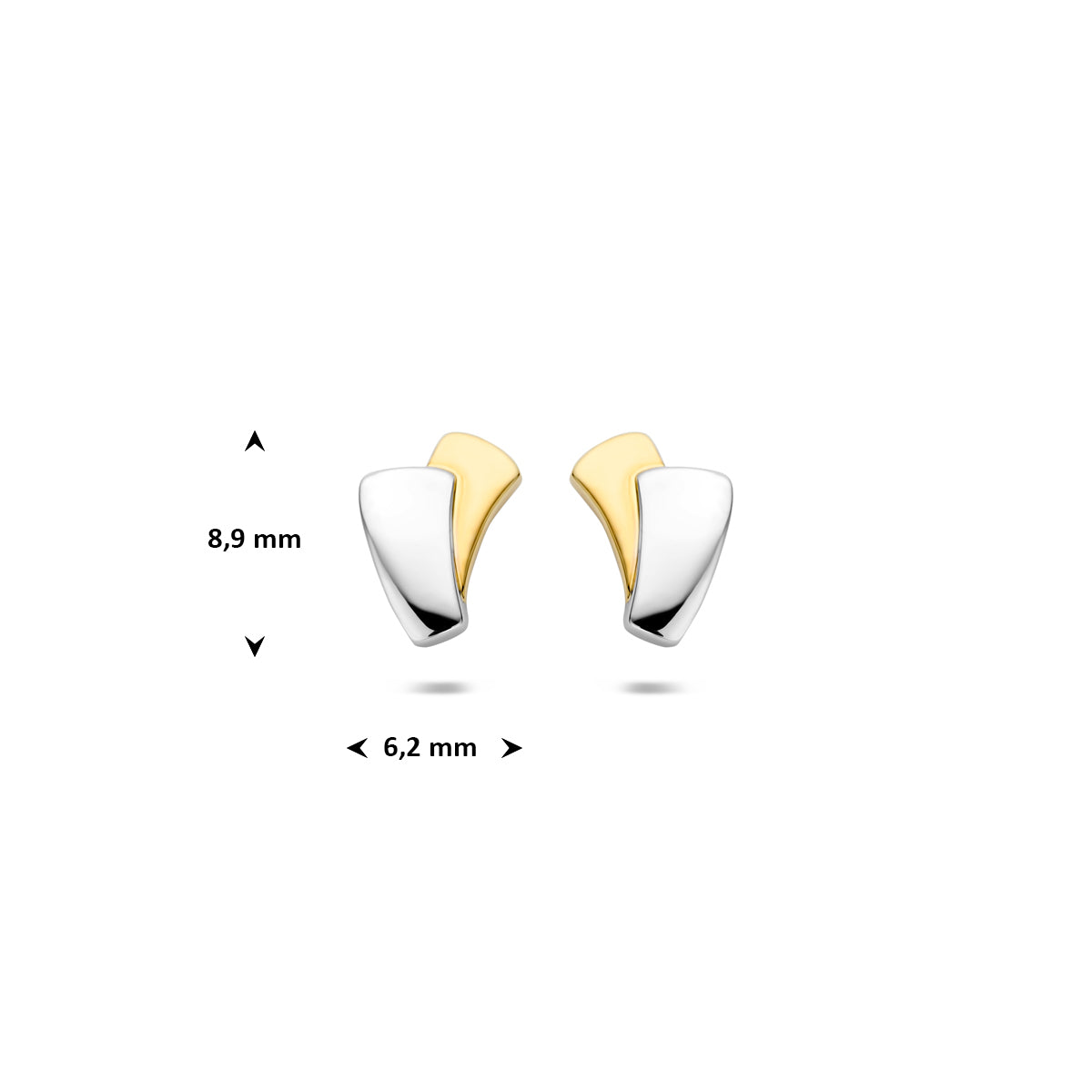 Ohrstecker 14K Bicolor-Gold gelb/weiß