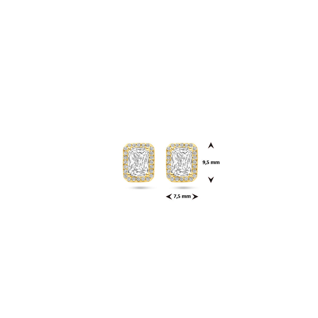 Ohrstecker Zirkonia-Halo 9,5 mm 1 Mikron vergoldet (gelb)