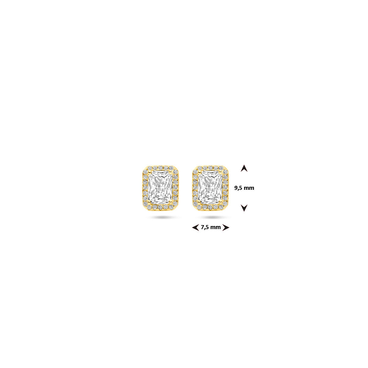 Ohrstecker Zirkonia-Halo 9,5 mm 1 Mikron vergoldet (gelb)