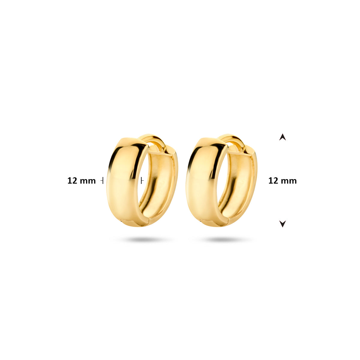 klapoorringen 12 mm 14K geelgoud