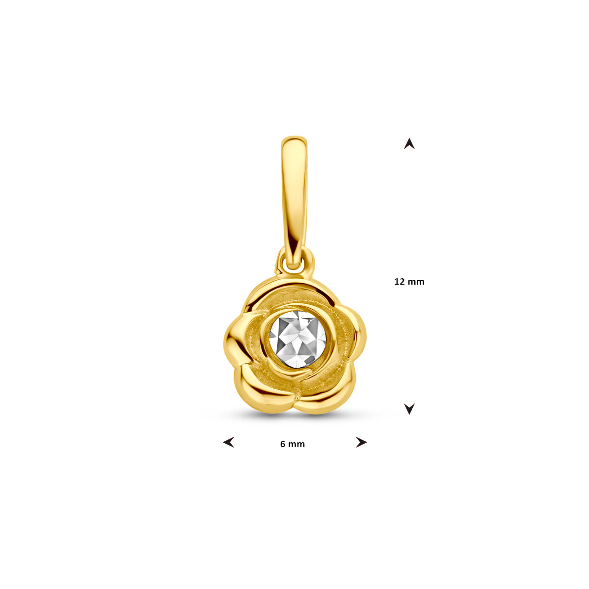 Anhänger Blume 12 mm 14K Bicolor Gold Gelb/Weiß