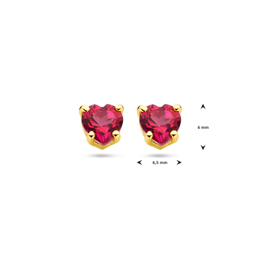 Ohrstecker Herz rosa Topas 14K Gelbgold