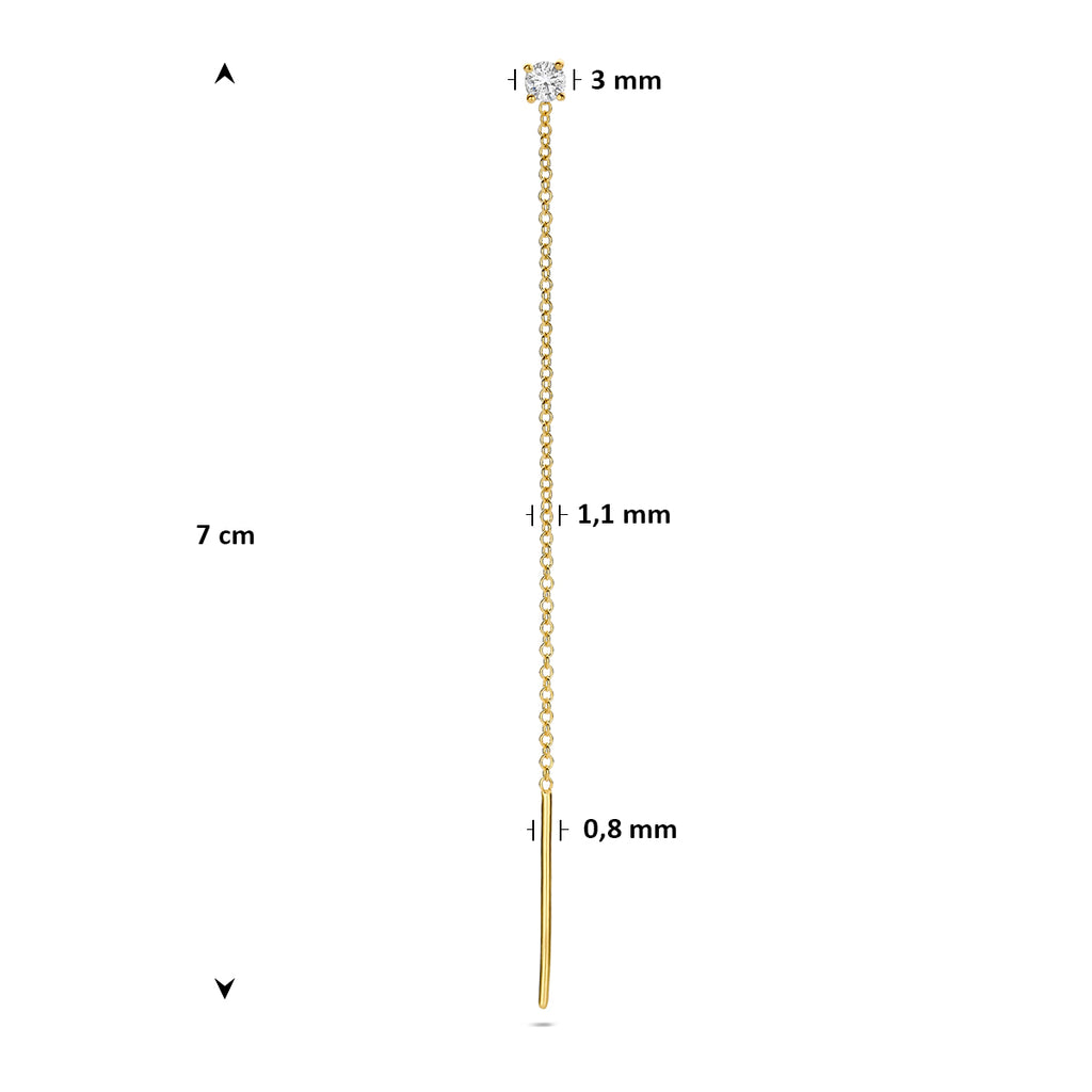 doortrekoorbel diamant 0.10ct h si per stuk 7 cm 14K geelgoud