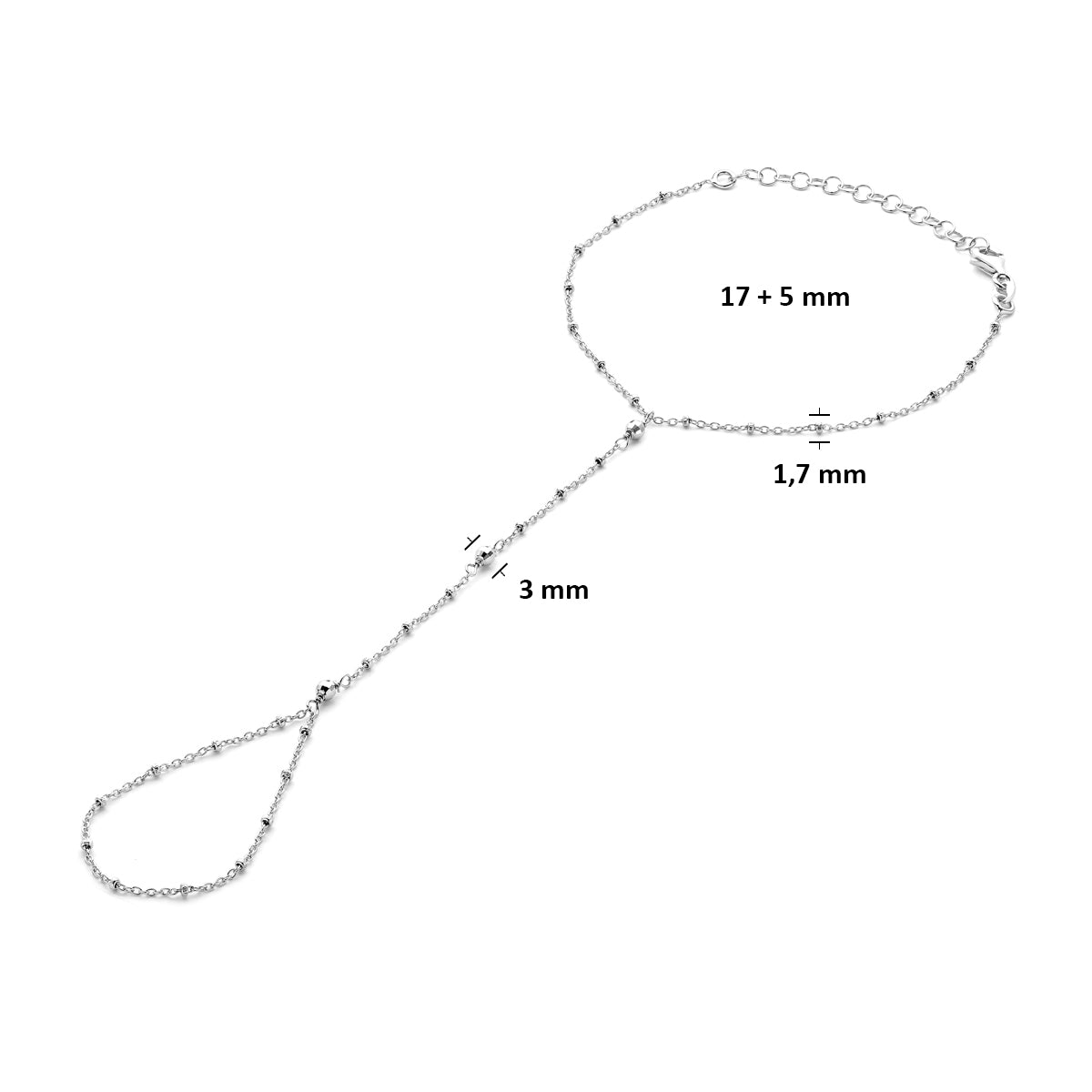 Armschmuck diamantiert 17 + 5 cm rhodiniertes Silber