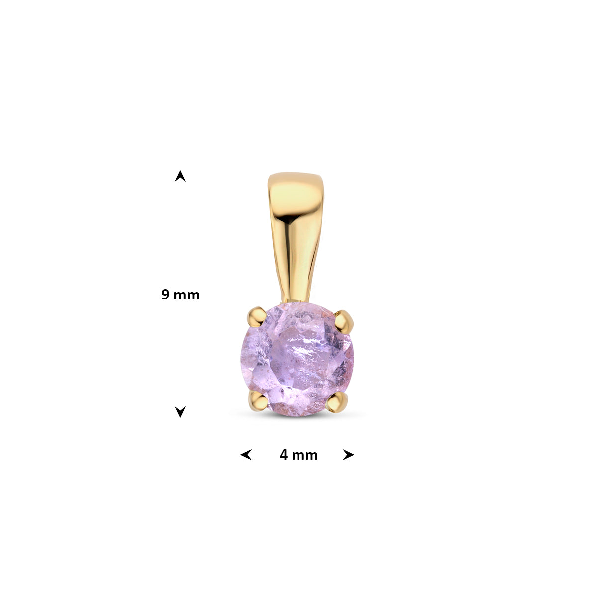 hanger amethist 9 mm 14K geelgoud