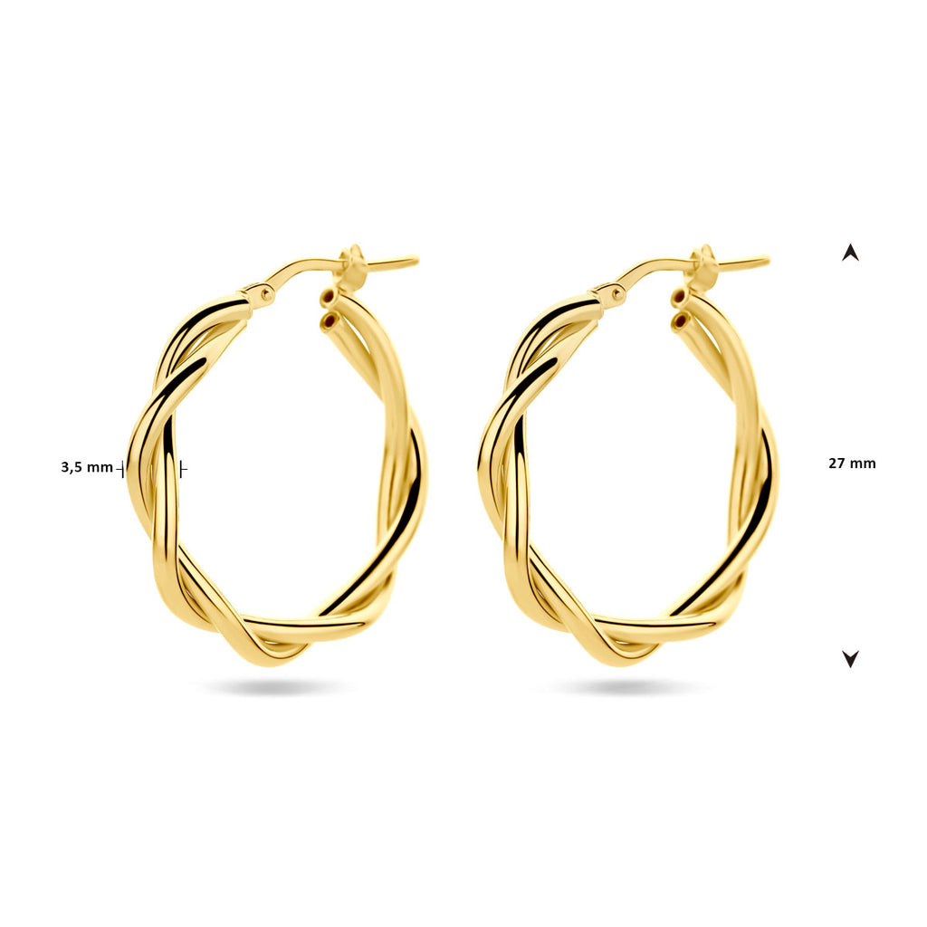 oorringen 3,5 mm gedraaide buis 1 micron zilver verguld (geel)