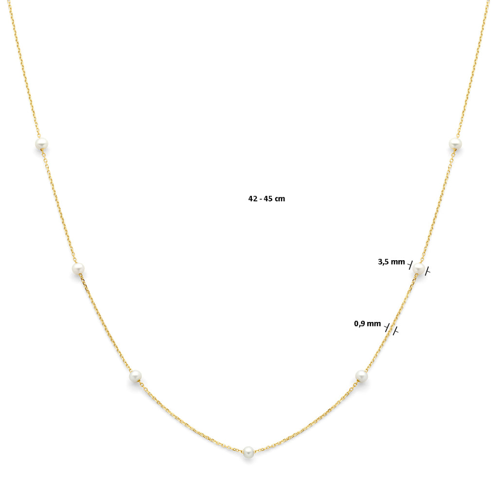 Perlenkette 42 - 45 cm 14K Gelbgold