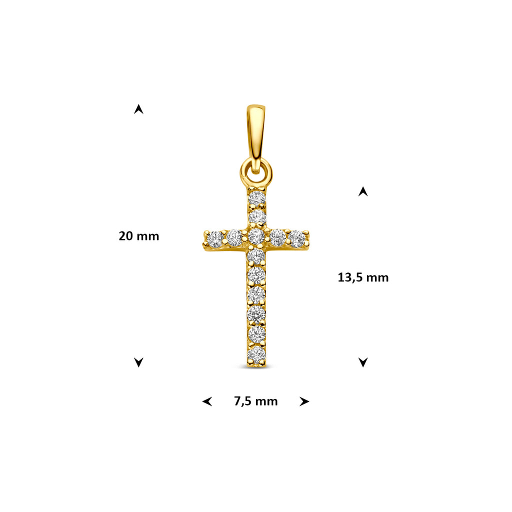 9k Anhänger Kreuz Zirkonia 13,5 mm 9K Gelb