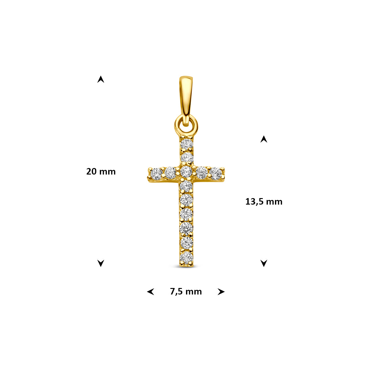 9k Anhänger Kreuz Zirkonia 13,5 mm 9K Gelb