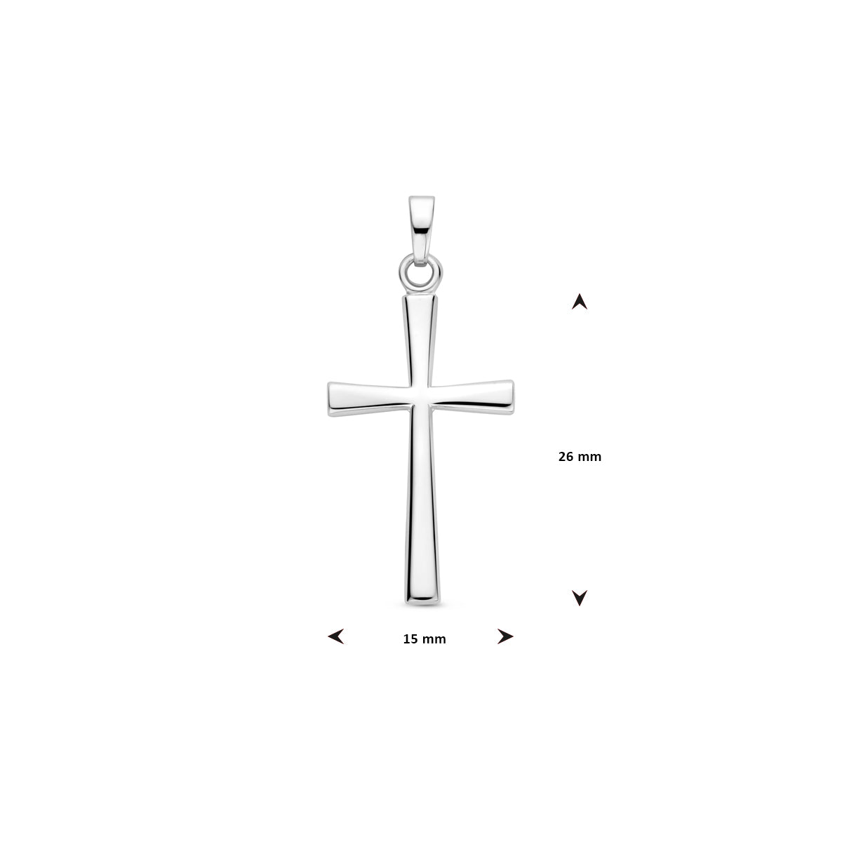 hanger kruis 26 mm zilver gerhodineerd