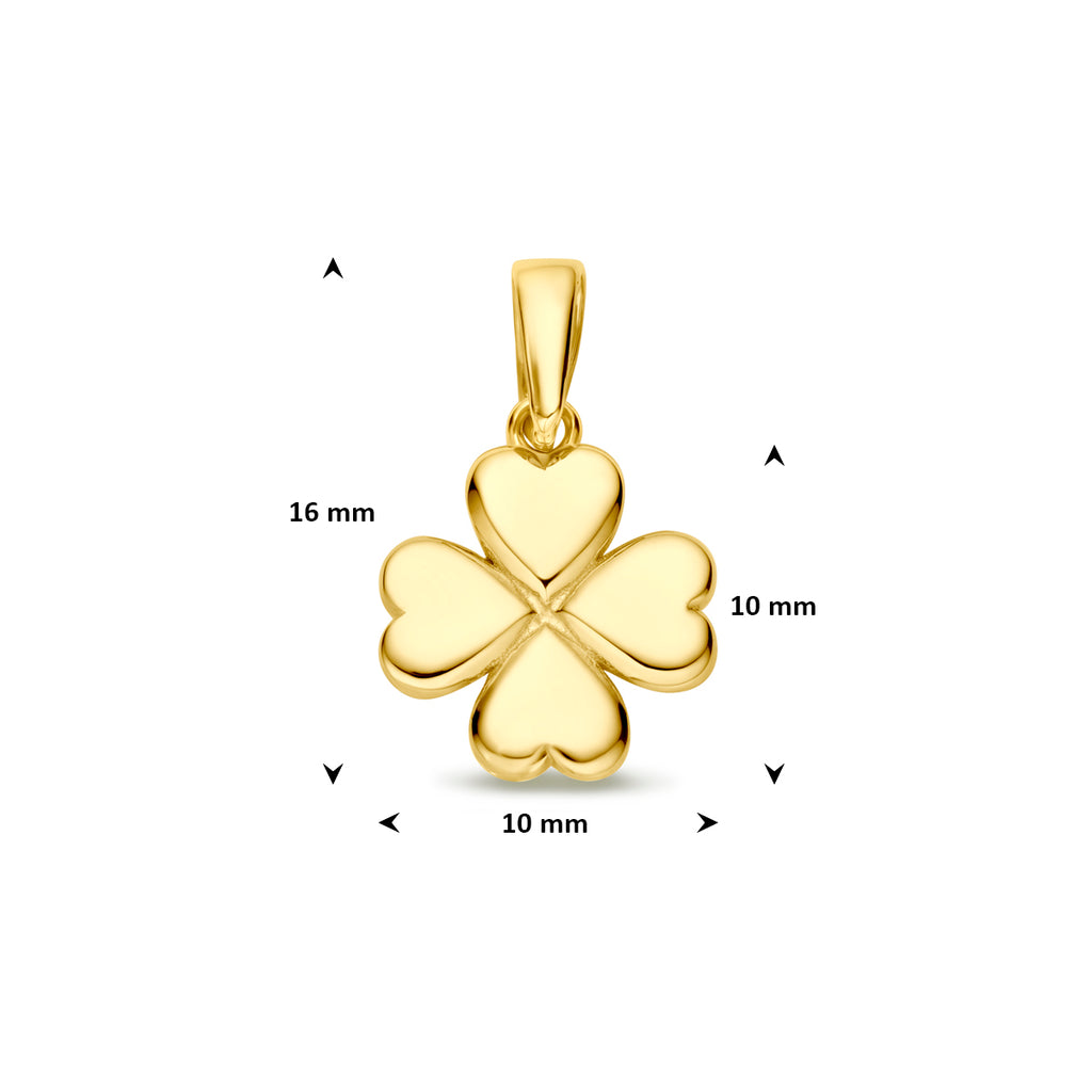 hanger klavertje 10 mm 14K geelgoud