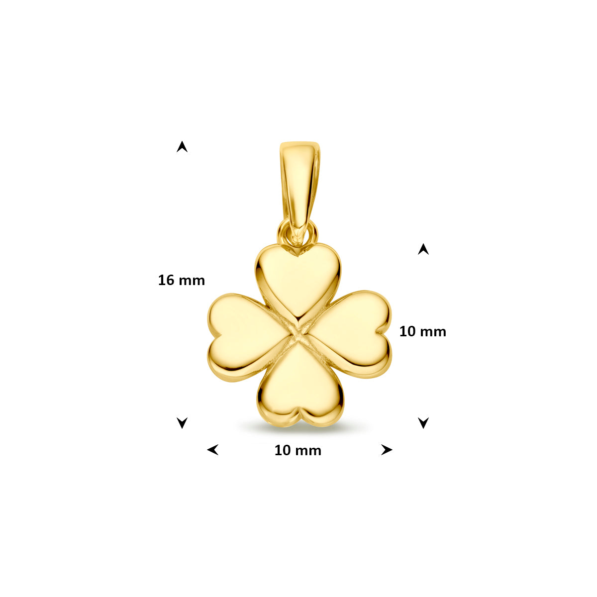 hanger klavertje 10 mm 14K geelgoud