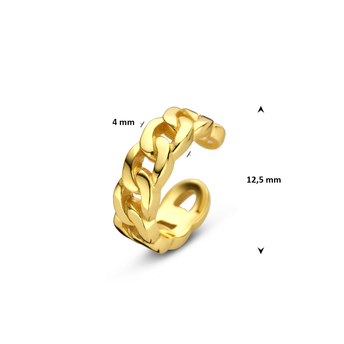 ear cuff 12,5 mm 1 micron zilver verguld (geel)