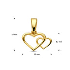 hanger hartjes 14 mm 14K geelgoud