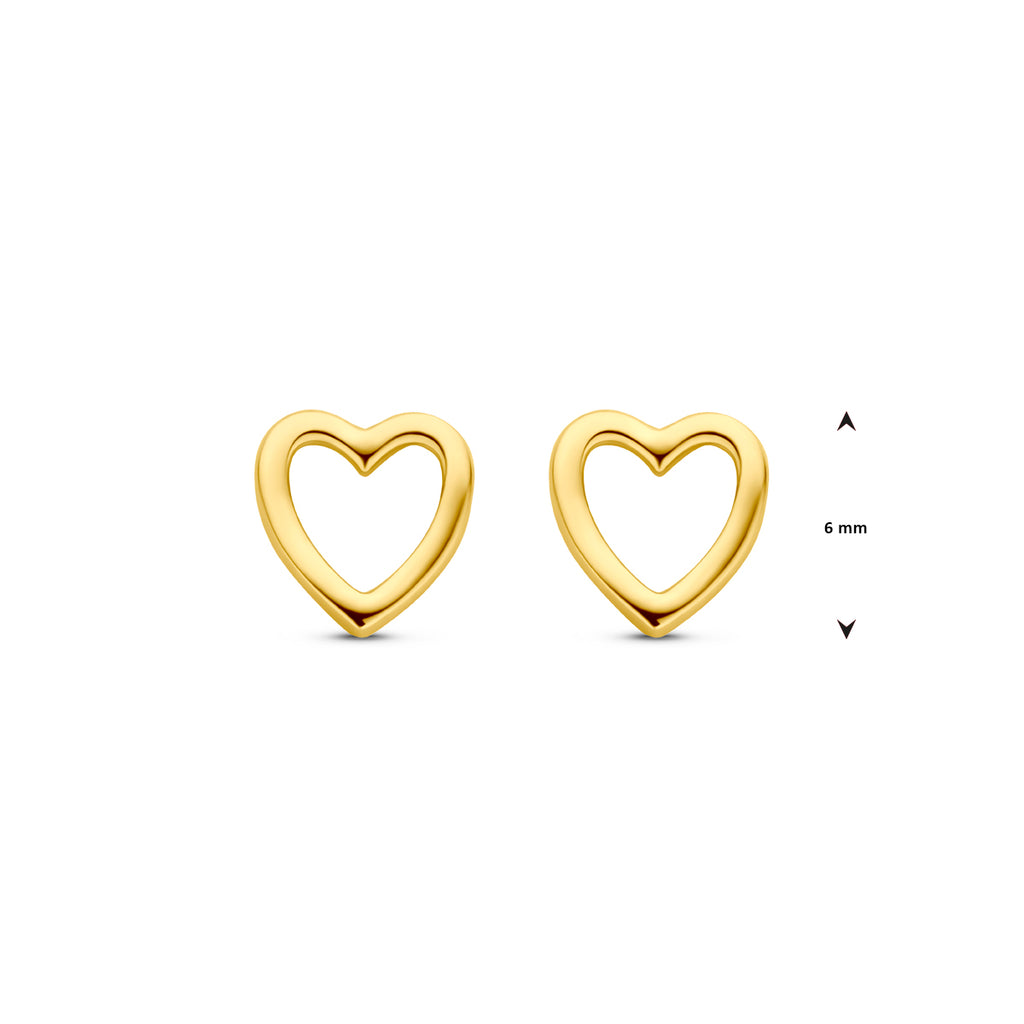 Ohrstecker Herz 6 mm 14K Gelbgold