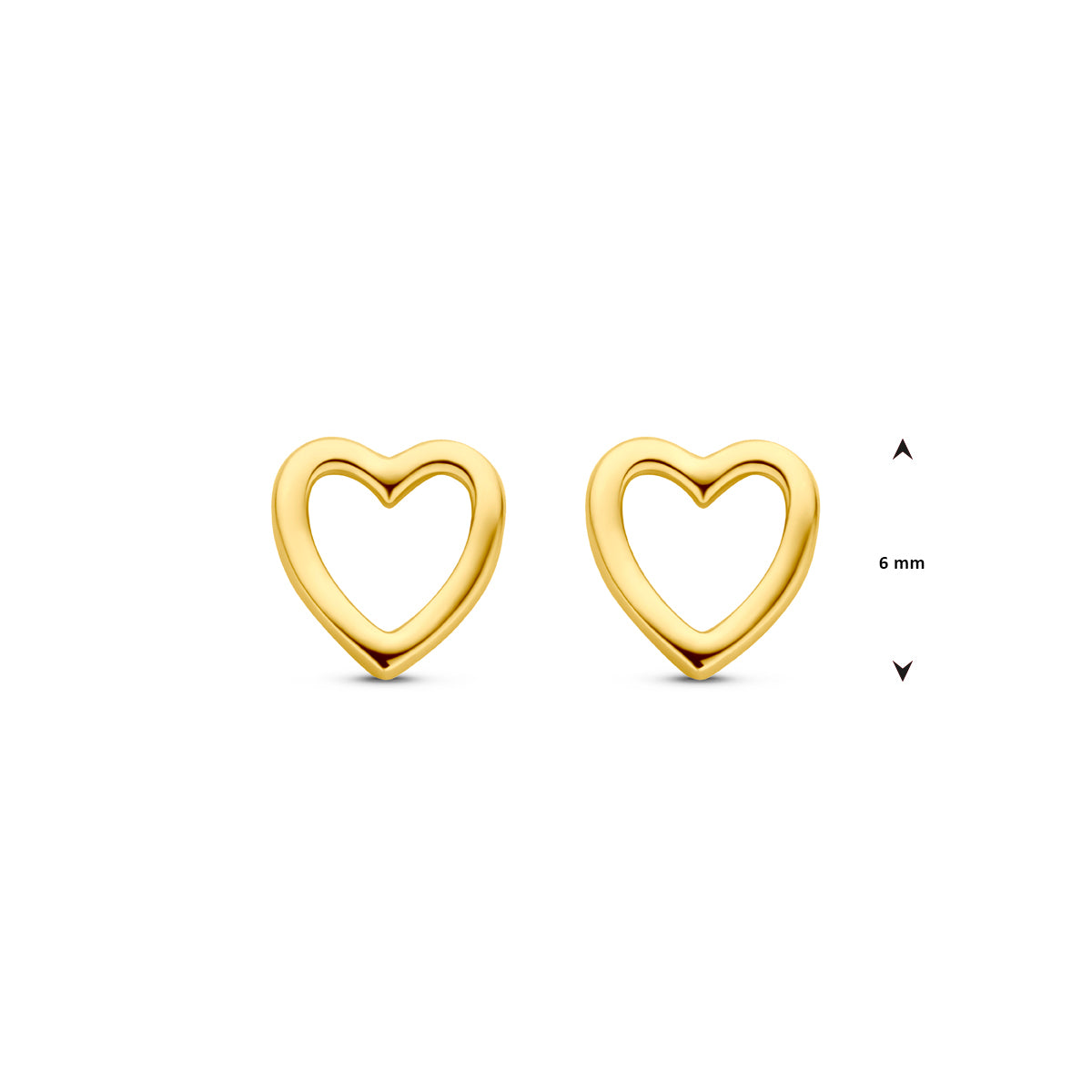 Ohrstecker Herz 6 mm 14K Gelbgold