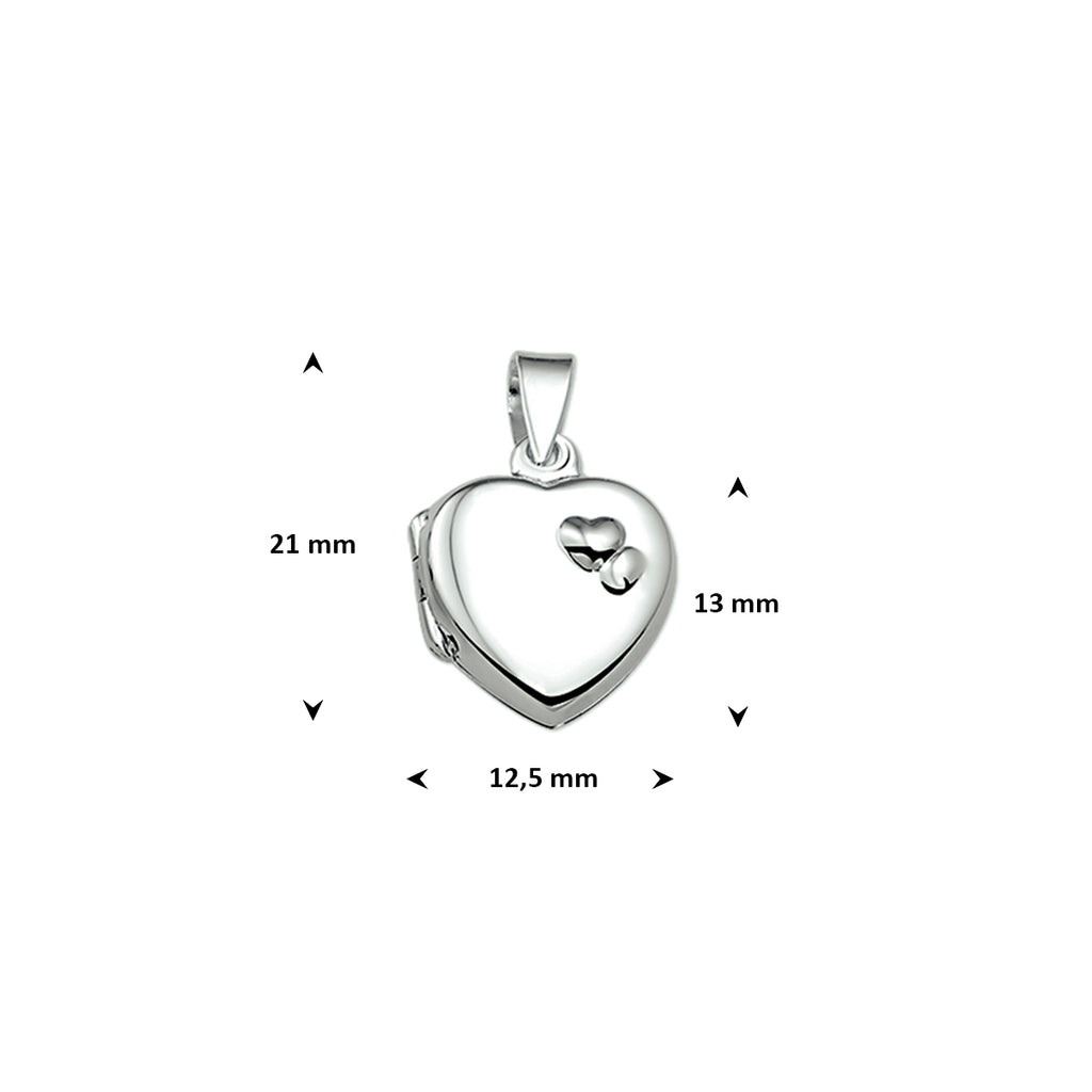 medaillon hart 13 mm zilver gerhodineerd