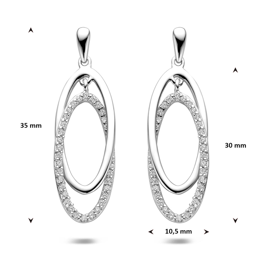 Ohrhänger Zirkonia 35 mm silber rhodiniert