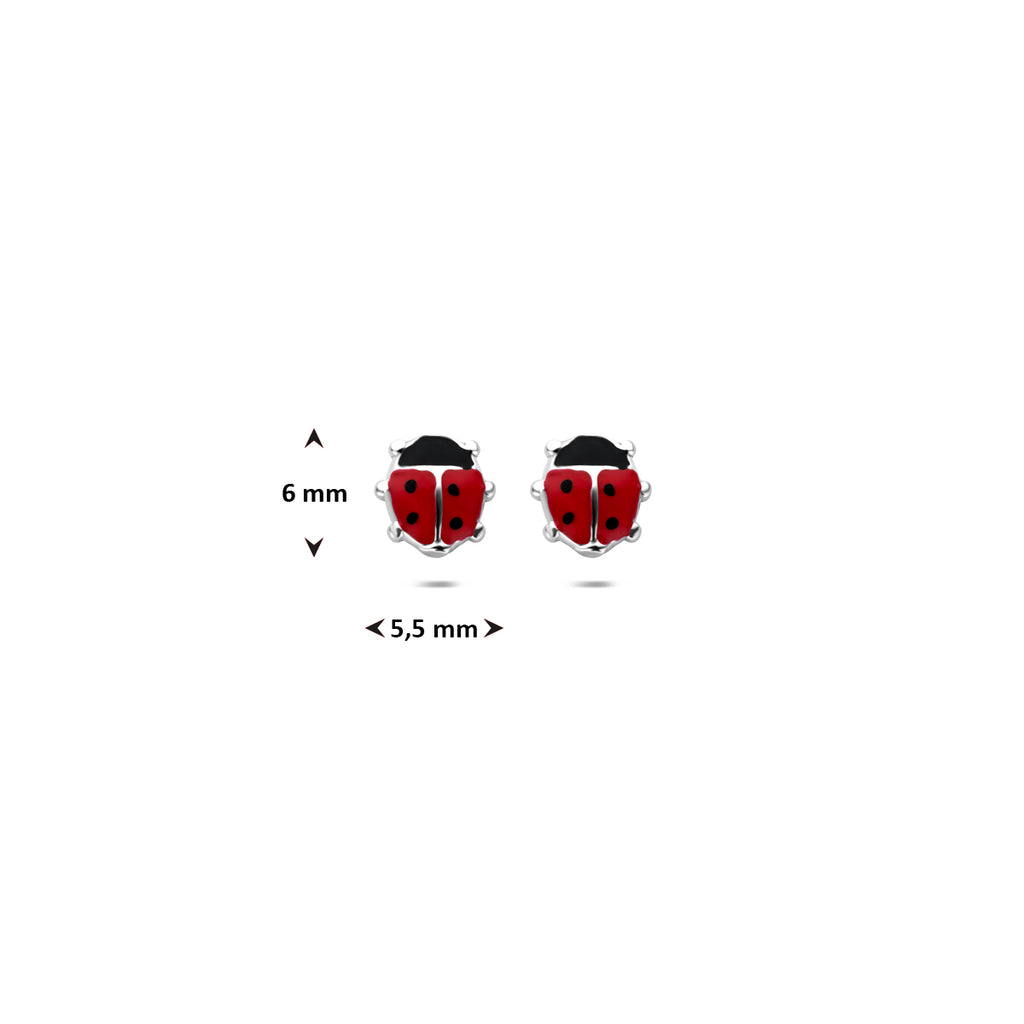Ohrstecker Emaille Marienkäfer 6 mm Silber rhodiniert