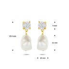 Ohrhänger Perle und Zirkonia 19,5 mm 1 Mikron silbervergoldet (gelb)