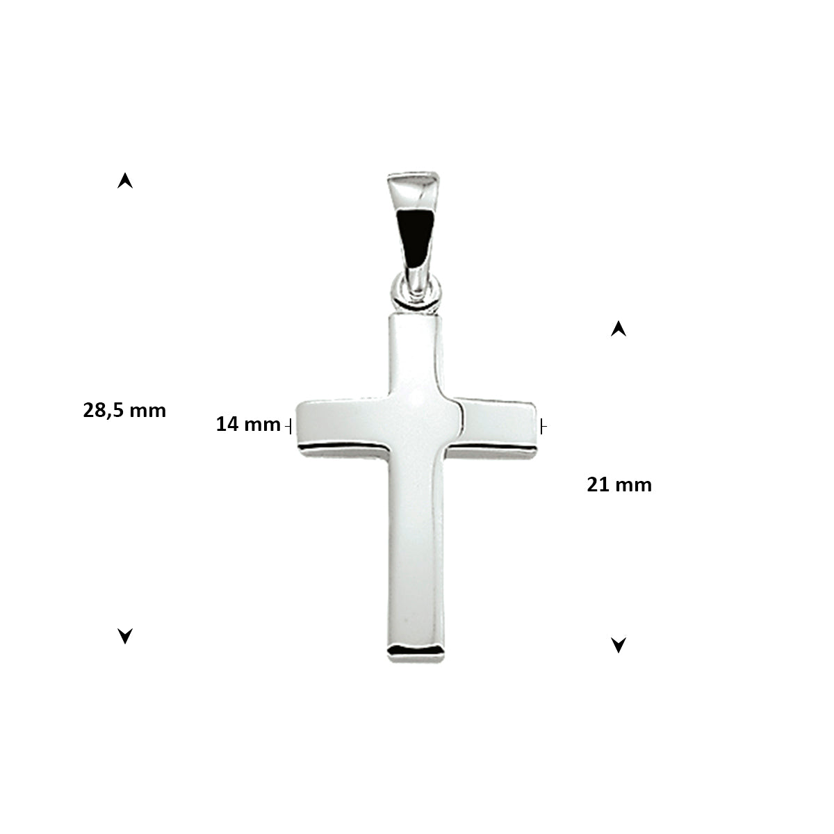 hanger kruis 21 mm zilver wit