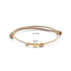 Armband satinbeige 13 - 26 cm 14K Gold mit Kautschuk/Nylon/Leder