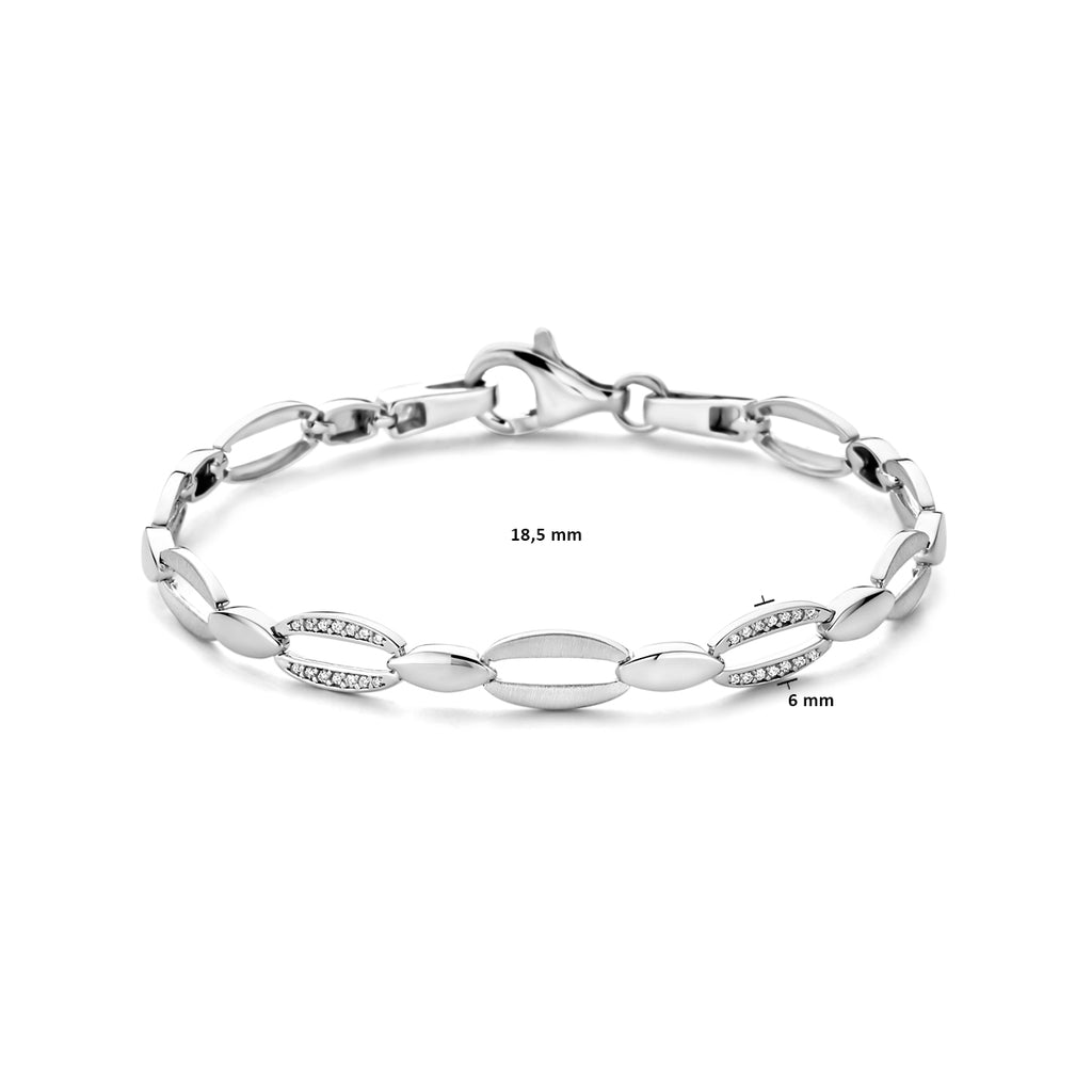 Armband Zirkonia 6,0 mm 18,5 cm Poly/Silber matt rhodiniert