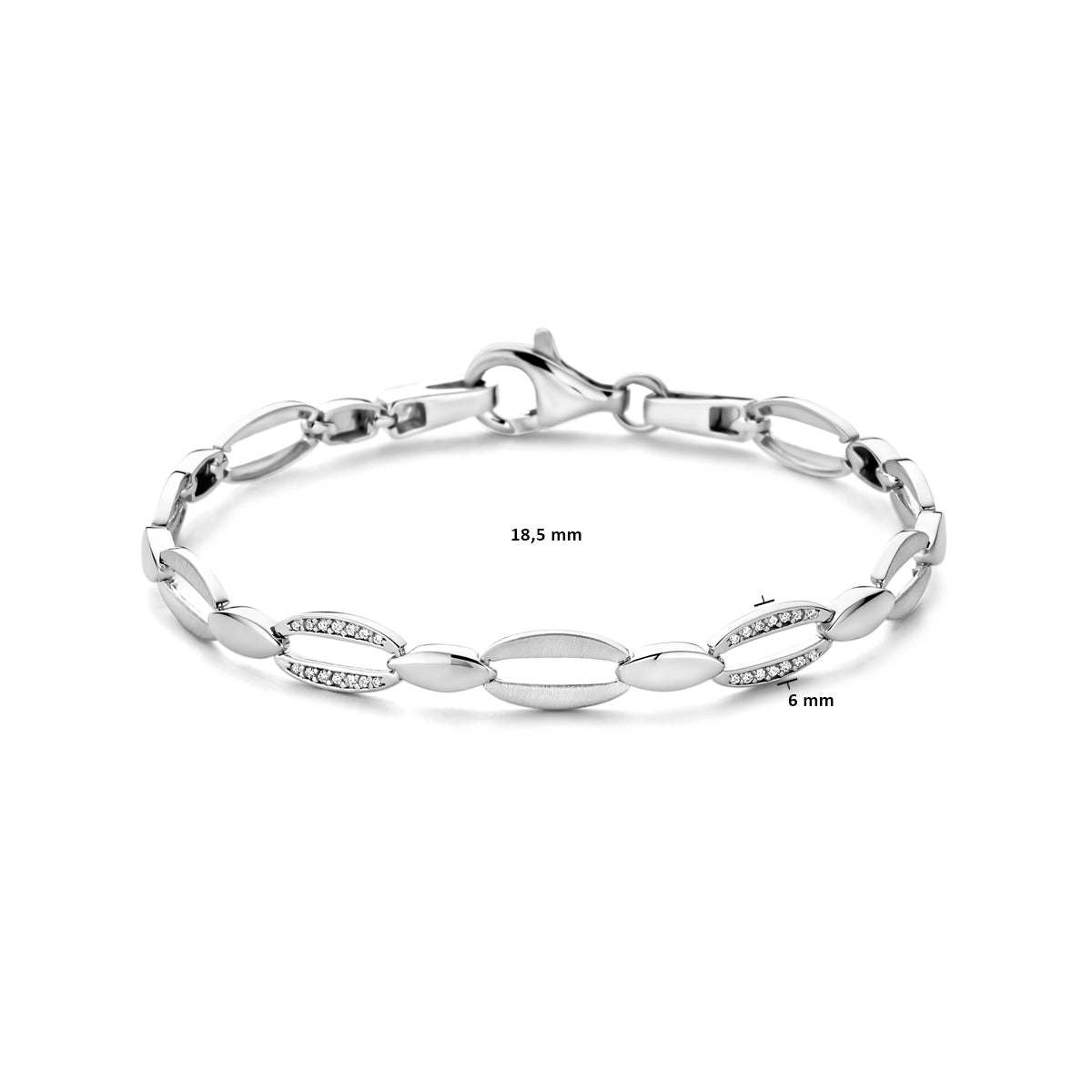 Armband Zirkonia 6,0 mm 18,5 cm Poly/Silber matt rhodiniert