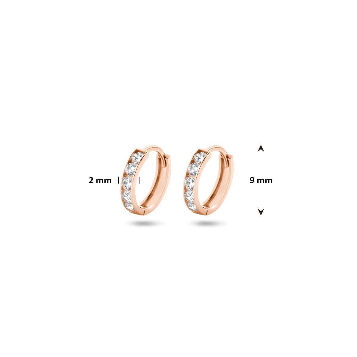 Klappcreolen Zirkonia 9 mm 14K Roségold