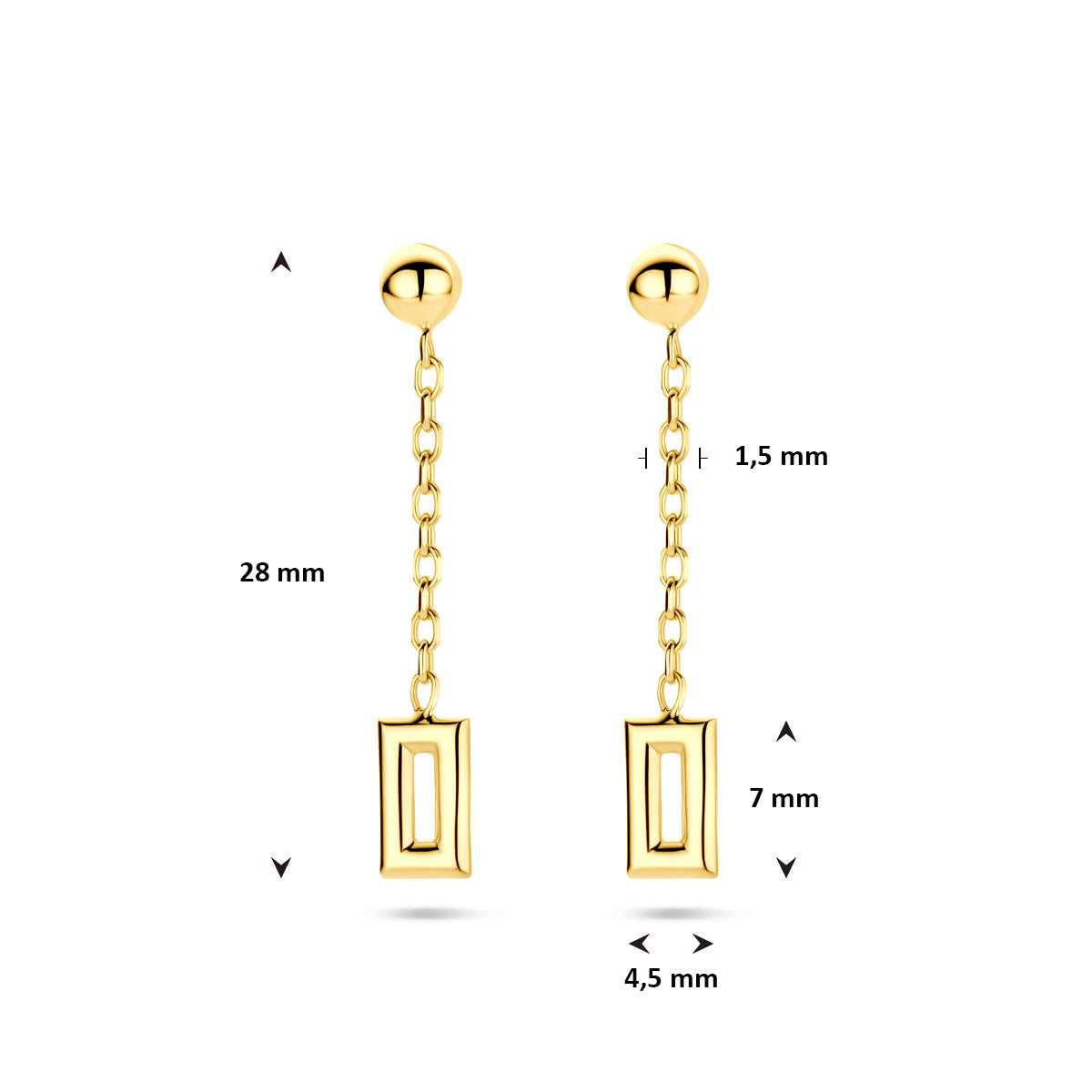 oorhangers 28 mm 14K geelgoud
