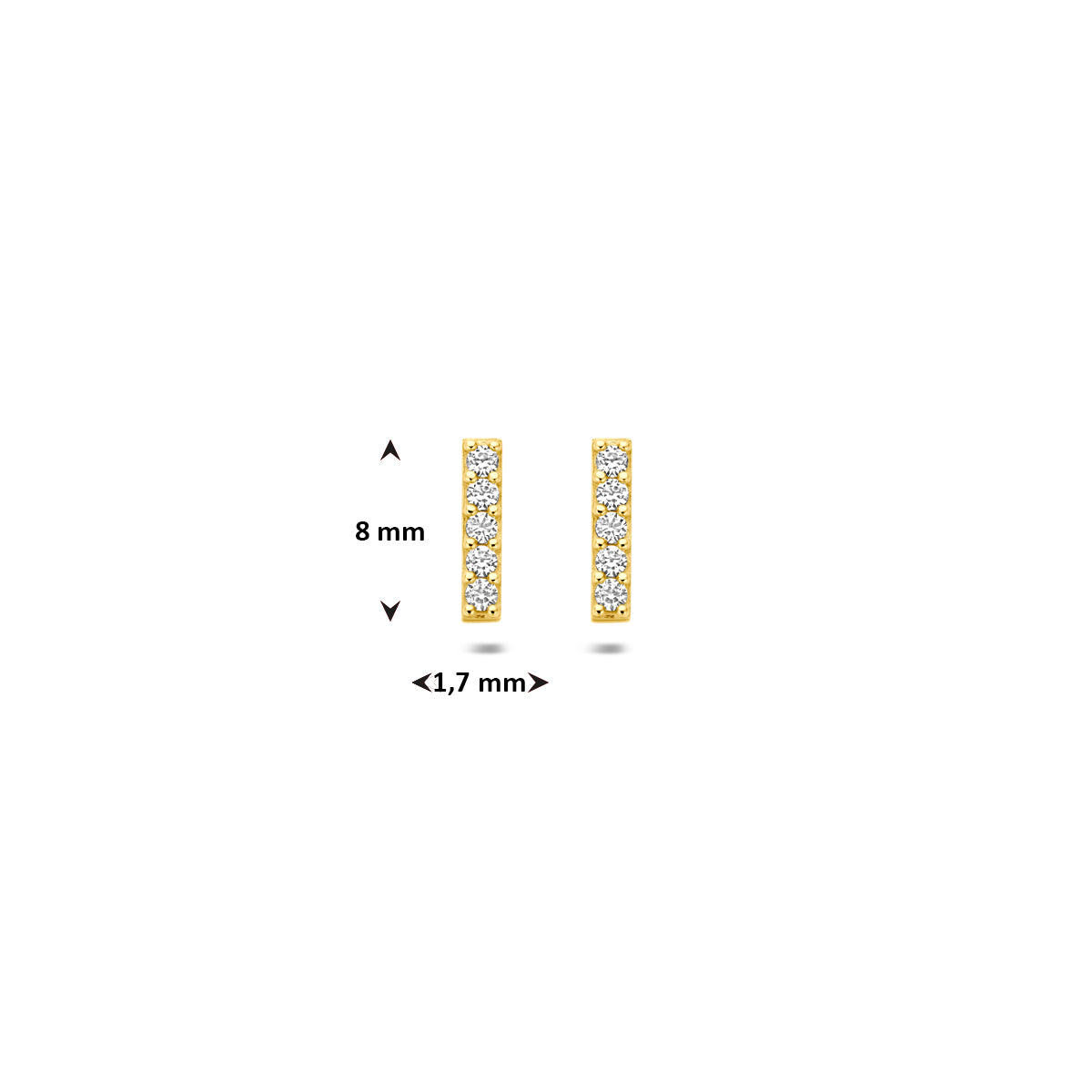 Ohrstecker Balken Zirkonia 8 mm 14K Gelbgold