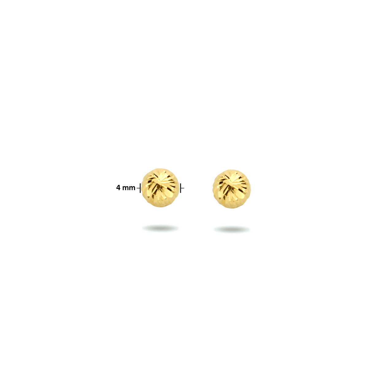 oorknoppen bolletje gediamanteerd 14K geelgoud