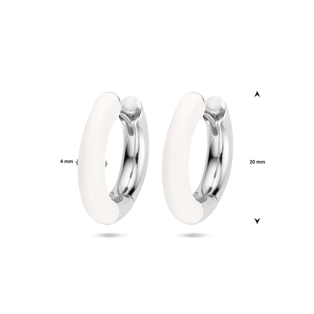klapoorringen wit emaille 4 mm zilver gerhodineerd