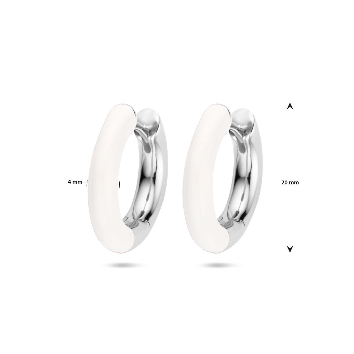 klapoorringen wit emaille 4 mm zilver gerhodineerd