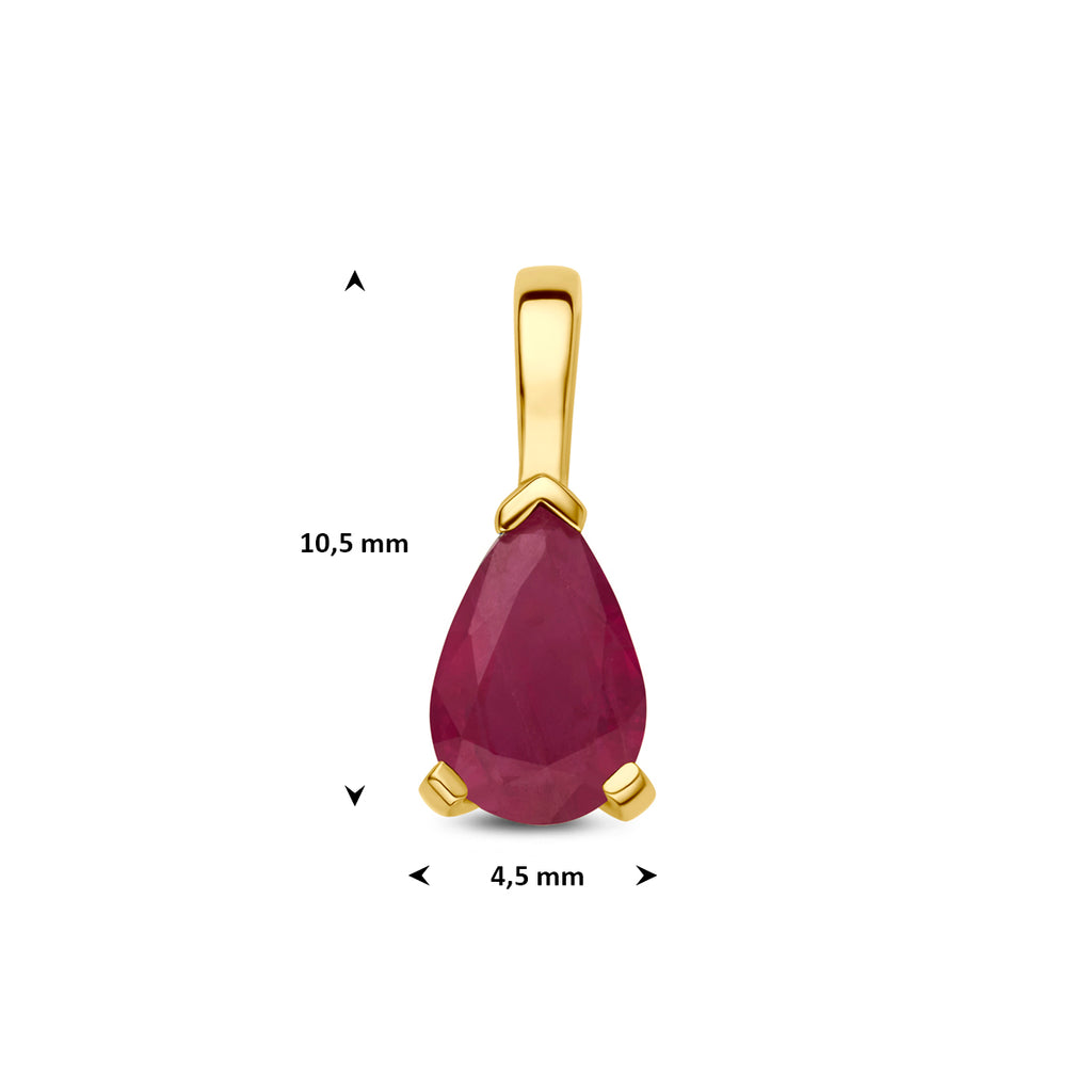 hanger robijn 10,5 mm 14K geelgoud