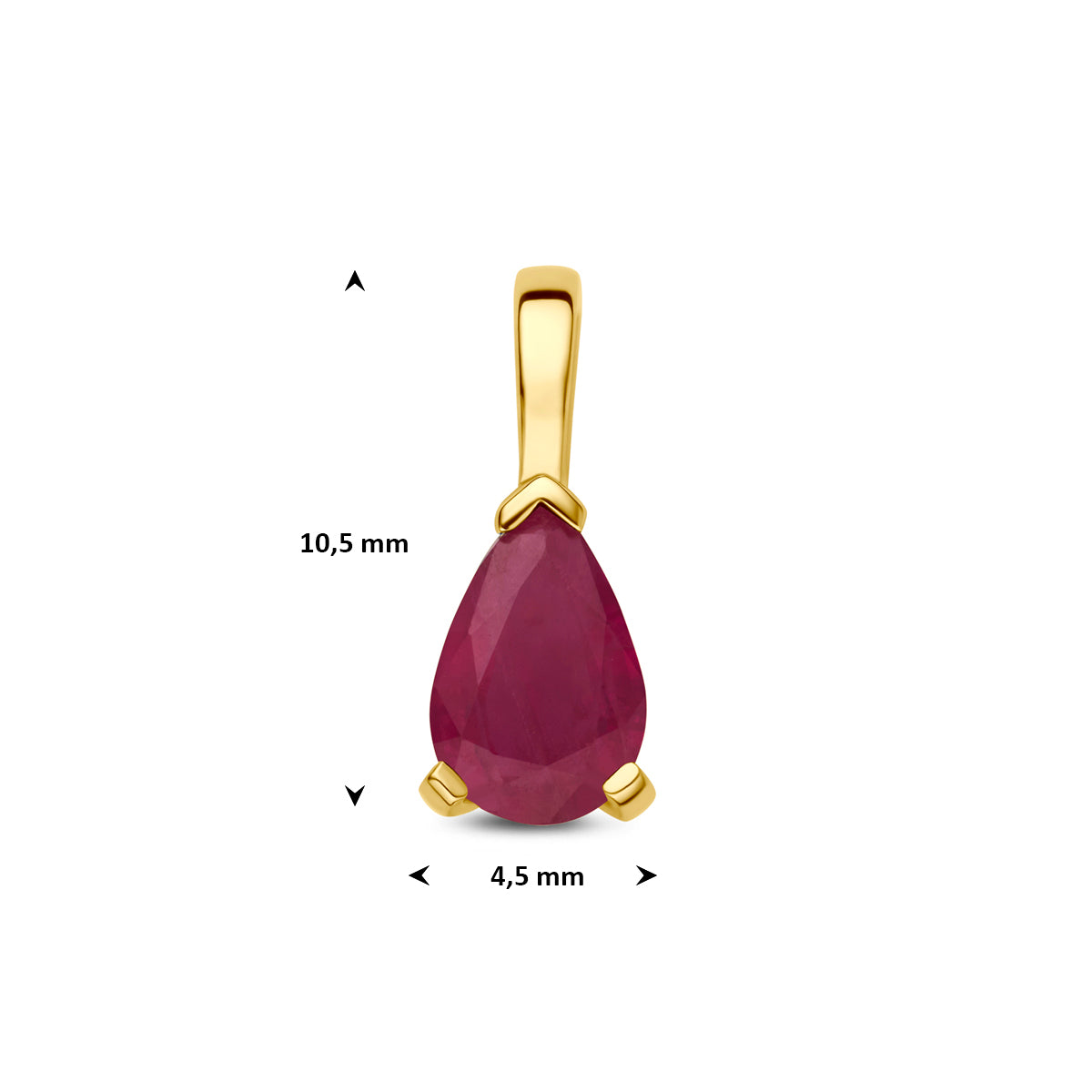 hanger robijn 10,5 mm 14K geelgoud