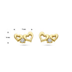 Ohrringe mit Herzen aus Zirkonia 14K Gelbgold