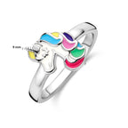 Ring Einhorn Emaille Silber rhodiniert