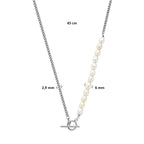 collier parels kapittelslot 45 cm zilver gerhodineerd