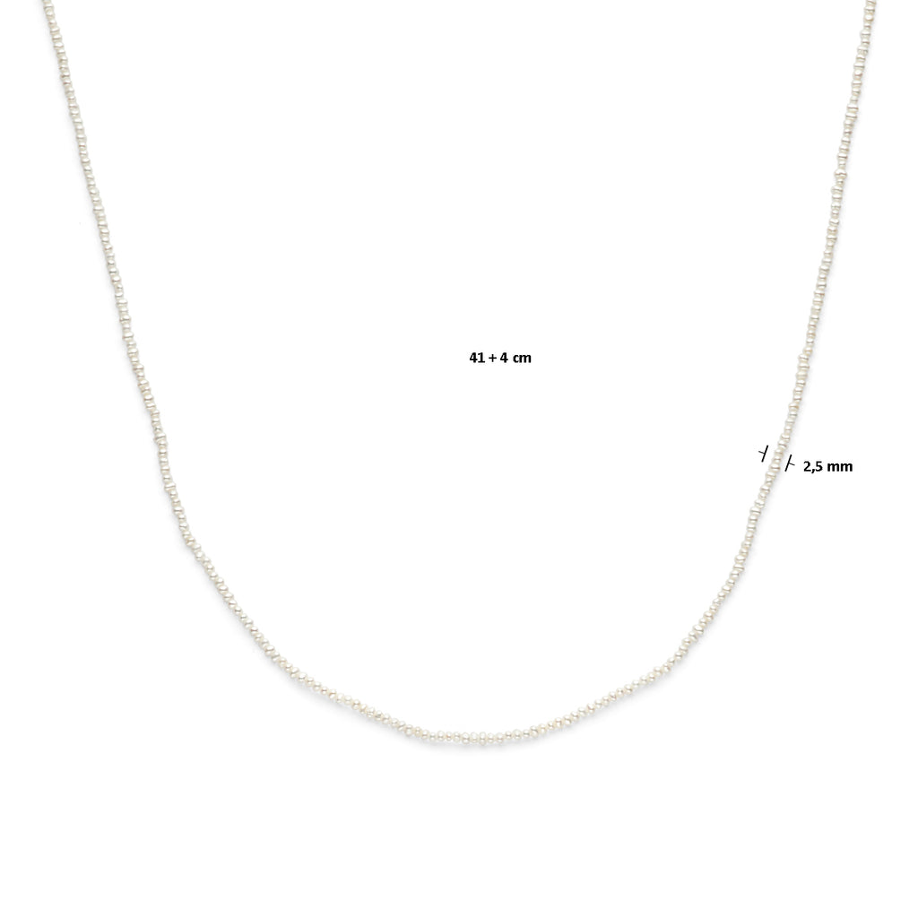 Halskette Perlen 41 - 45 cm rhodiniertes Silber