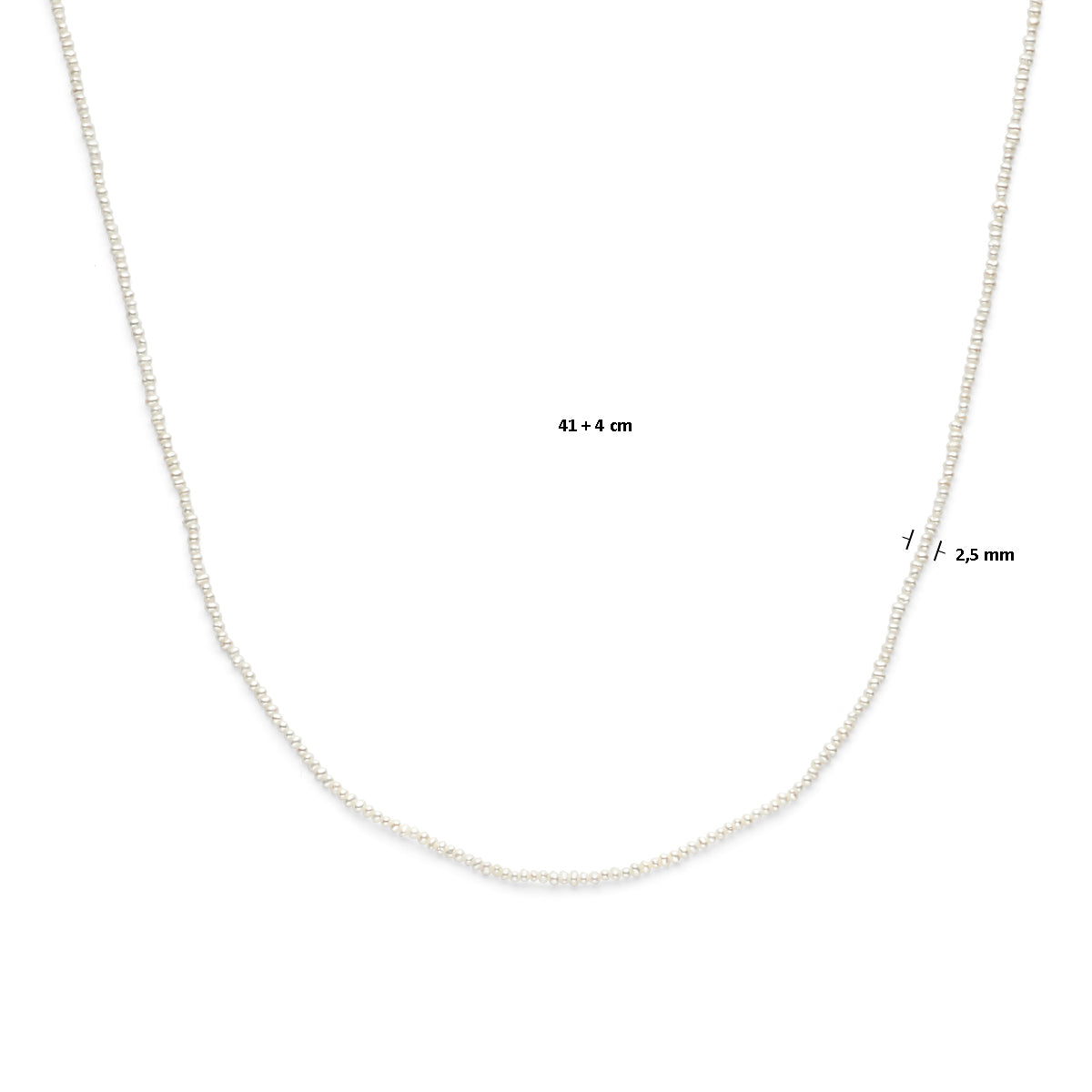 Halskette Perlen 41 - 45 cm rhodiniertes Silber