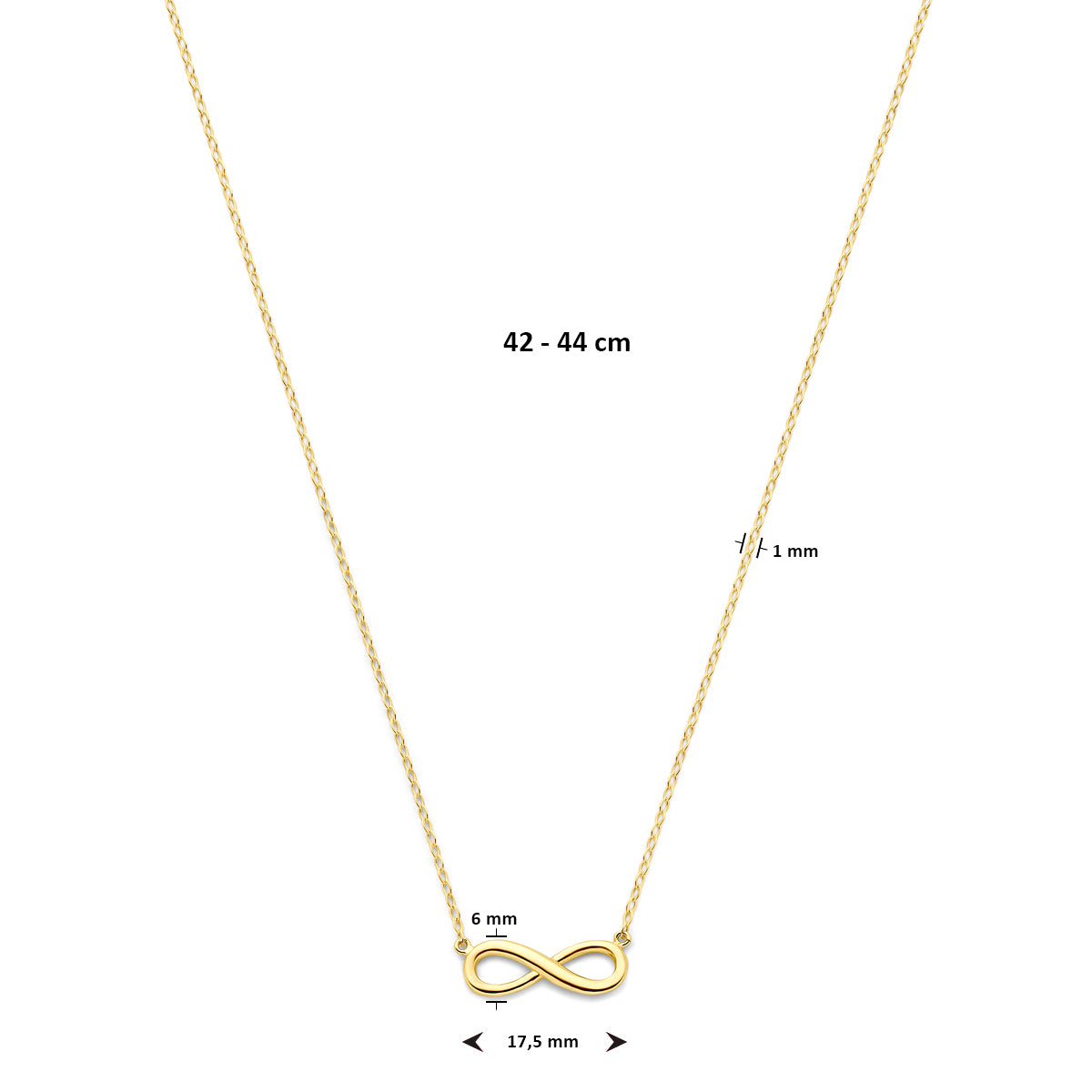 Halskette Infinity 42 - 44 cm 14K Gelbgold