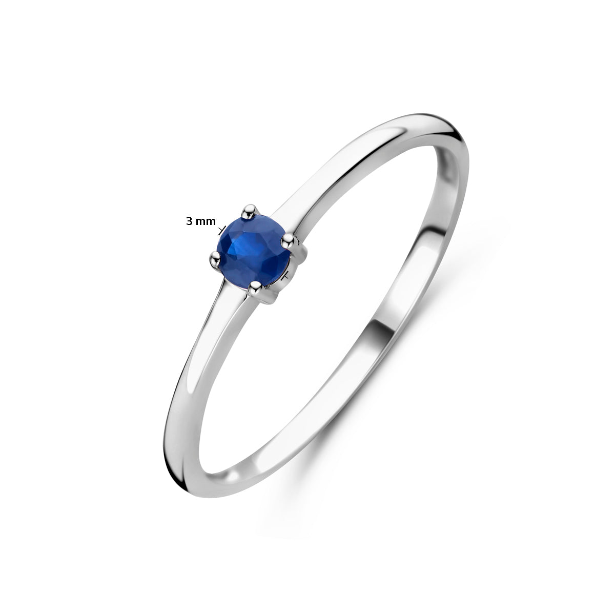 ring met geboortesteen saffier september zilver gerhodineerd