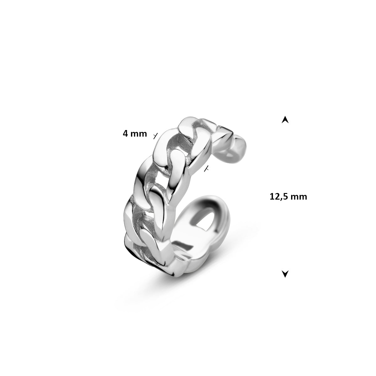 ear cuff 12,5 mm zilver gerhodineerd