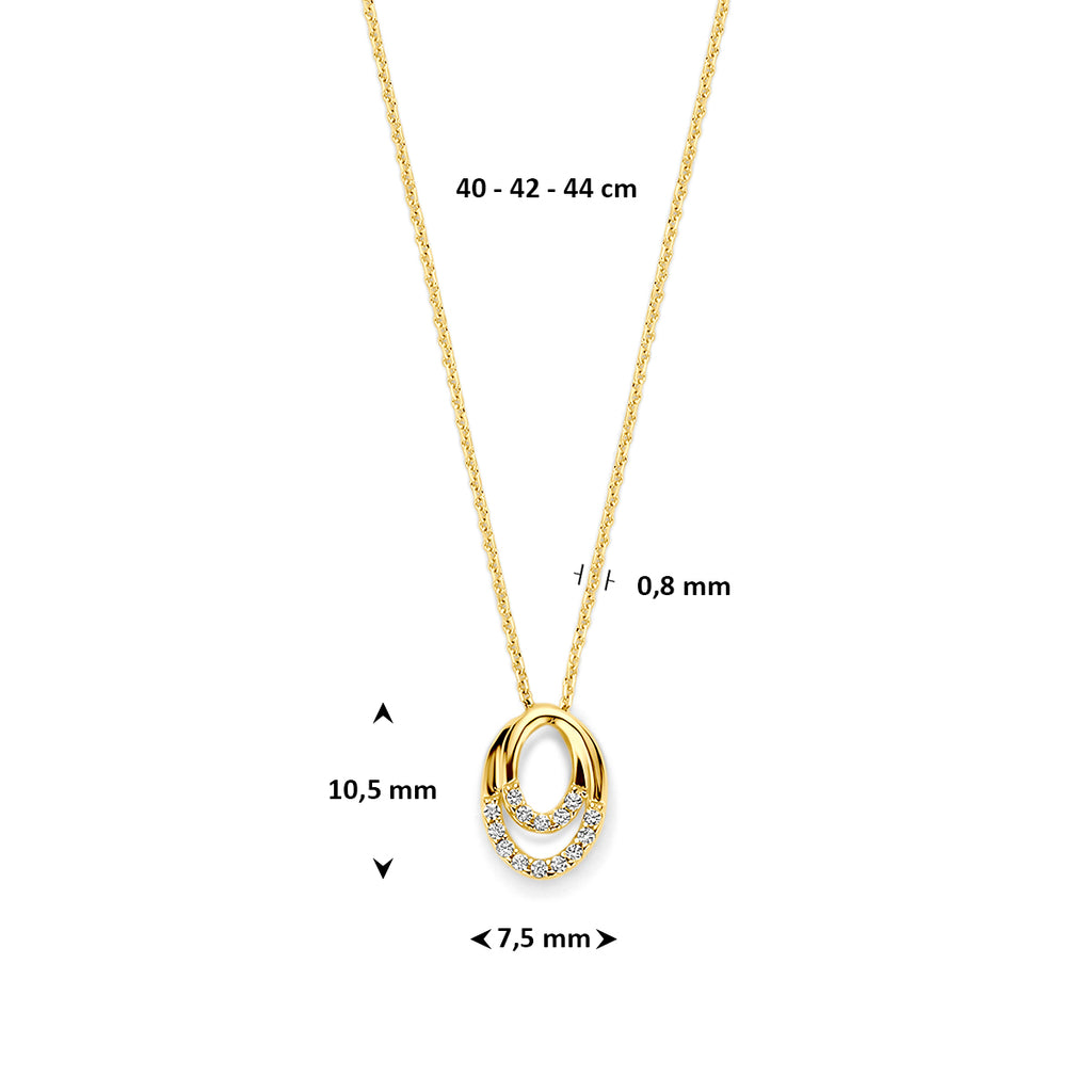 collier zirkonia 40 - 42 - 44 cm 14K geelgoud